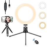 リングライト LED 8インチ ミニ三脚 2台多役 撮影照明用 自撮りライト アルミ製 スマホ三脚 SEBIDER 自由雲台付き 3モード