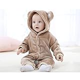 Ltuotu 柔らかい　ベビー＆キッズ用 ファション カバーオール ロンパース 着ぐるみ キッズコスチューム 子供 男の子 女の子 出産 祝い パジャマ 防寒着 スウェット (80, ブラウンクマ)