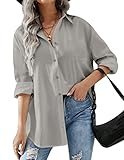 [Hotouch] シャツ ブラウス レディース トップス ポケット付き 襟付き 長袖 カジュアル 無地