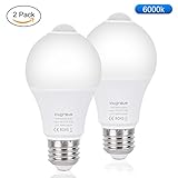 viugreum LED電球 人感センサー付き E26口金 電球色相当（12Ｗ）3000K/6000k 電球1000lm 自動点灯/消灯 ledランプ 持続時間30秒 常夜灯 防犯夜灯 (夜白色/2P