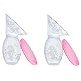 シリコン緩めるBreastポンプBreast手動ポンプBreastmilk吸引セーバーwithピンク蓋、軽量&ポータブルパックof 2