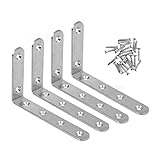 Fangeak 125 * 75mm厚さ2.5mm4個入 棚受け 金具　L型コーナー　汎用 直角ブラケット ステンレス製　ねじ　シルバー　コーナー アングル　タッピング　ネジの長さ16mm24個入