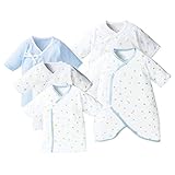 赤ちゃん本舗　新生児肌着５点セット　たまご・ミルク　サックス　日本製