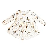 SIEGES キッズワンピース メガネをかけるの小さフォックス柄プリント 子供服 長袖 秋 女の子 ガールズ (90cm)