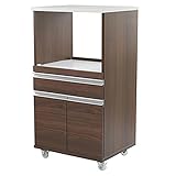 arne レンジ台 キャスター付き コンセント付き ワゴン おしゃれ 日本製 完成品 幅54 高さ100 奥行き45 RD-001 ブラウン