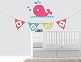 Baby Whaleペナントバナー保育園壁デカール赤ちゃん部屋装飾インテリアデコレーション – Nauticalシリーズ – 壁画壁デカールステッカー用ホーム車ノートパソコン( 112e ) Wide