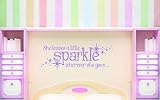 デザインビニールRad 734 3彼女はの葉A Little Sparkle彼女はどこへ。。。Teenベビーガール寝室引用壁デカール 16 x 24" RAD 732 2 1
