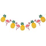Kicode トロピカルフラミンゴ花輪繁殖バナー子供たちルームお誕生日パーティー庭園装飾グリーン/パープルグリーン/パイナップル