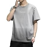 [Hiboss] tシャツ メンズ 半袖 無地 グラデーション 大きいサイズ ゆったり 夏服 灰XL