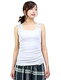 iz-87201009 L L.GREY(04) (ヨンユー) 4u 無地タンクトップ 首周りレース iz-87201009