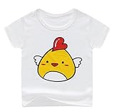 ふく福 可愛いキッズベビーTシャツ 子供服 幼児上着 薄手ソフト 春夏 男女兼用 お出かけ 出産祝い パジャマ鹿 チキン象 漫画の柄 (90cm, チキン)