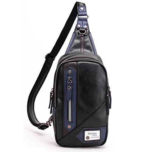 WinSun ショルダーバッグ 斜めがけバッグ ボディバッグ メンズ 3WAY 革製 レザー 撥水加工 通勤 軽量