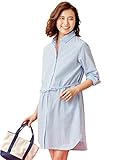 Angeliebe エンジェリーベ マタニティ ワンピース 授乳 しやすい ブロード ストライプ シャツ ワンピ 妊婦服 産前 産後 羽織もの 前開き フリー サックス 21926 21926100