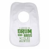 I Listen to Drum & Bass With My Auntie - Personalised Baby, Toddler Bib for Boys, Girls, Newborn Gif
