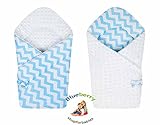 BlueberryShop Reversible Dot Popcorn Minky Fleece Cotton Swaddle Wrap, Blanket, Sleeping Bag for New