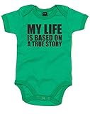 (私の人生実話に基づいています。) My Life Is A Based On A True Story, プリント　ベビースーツ - グリーン/黒 0-3 ヶ月