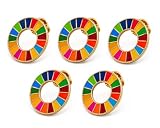 【国連本部公式最新仕様/インボイス制度対応】SDGs バッジ 25mm金色七宝焼き SDGsバッチ ピンバッチ SDGs 帽子 バッグにも最適 かわいい (5個)