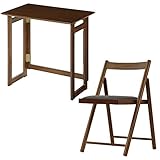 天然木 折りたたみ デスク＆チェア 2点セット パソコンデスク 勉強机 学習デスク 仕事机 リビング学習 木製