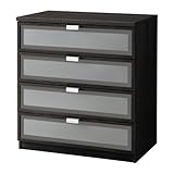 IKEA(イケア) HOPEN 60158083 チェスト(引き出し×4), ブラックブラウン, フロストガラス