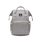 SONARINマザーズバッグ、2つのベビーカーストラップ、ベビーおむつ交換バックパック、おむつバッグ、旅行バックパックオーガナイザー、防水、大容量、スタイリッシュで耐久性、理想的なギフト(グレー)