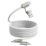 COLORFUL 新構造 4in1 充電ケーブル らいとにんくけーぶる 磁力自動収納 絡まり防止 急速充電 マルチ データ転送対応 C to C/Type-C to Lightning/USB-A to Type-C iPhone 17/16/15 iPad MacBook Galaxy Switch対応 (1M)