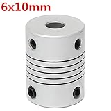 ランフィー 6mm x 10mm アルミニウムフレキシブルシャフトカップリング OD19mm x L25mm CNC ステッピングモーターカプラコネクタ