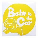 イエロー（黄色） 犬 プードル 男の子 リボン Baby in the car ベビー イン ザ カー ベビーインカー ステッカー 窓ガラス用シールタイプ...