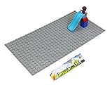 Lego-Duplo (big dot) Compatible Brick Building Base 20'' x 10'' Silver Gray Baseplate - by Fun For L