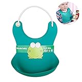 Seacan 油が落ちる スタイ シリコン ロールアップ よだれかけ ポケット付き ソフトビブ 防水 柔らかい 　　 (グリン)