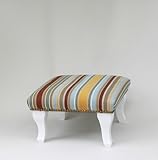 フットスツール　ストライプ　ブルー　木製　オットマン フットレスト　足置き台