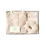 ホッペッタ Hoppetta ギフトセット おくるみ+ロンパース キナリ 50-70cm+がらがらひつじ 8804