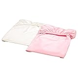 IKEA LEN 40320189 ボックスシーツ ベビーベッド用 60x120 cm ホワイト ピンク 2枚セット