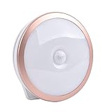 「KYC」センサーライト 人感センサー　6　LED　USB充電式　ウォーム　暖色　貼り付け式　マグネット付き　常夜灯　ウォール、卓上ライト 廊下 洋服タント 玄関　「ゴールド1個入」