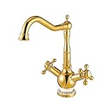 UMANYI キッチン用 混合水栓 蛇口 台付き シングルレバー 金メッキ BEKDL029A