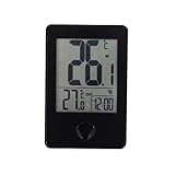 ワイヤレスデジタル温度計クロック非接触温度測定装置用屋内屋外家庭用温度計(ブラック) e
