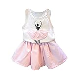 Ochine 女の子　サンマー　スウィートバレエTシャツ+ショートスカート　セットアップ 子供洋服　誕生日　入学式　子供の日　三五七　遊園地　演奏会に (S、1-2歳)
