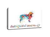 Larger Than Life Prints Australian Shepherd水彩Splatterアート、30 x 20 "