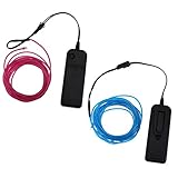 Kesoto 装飾ライト　2個　ELワイヤー　ネオン　LED　コントローラー付　ステージ　バー　自転車 　3モード　5m　青 緑 白 黄　 - 青＋紫