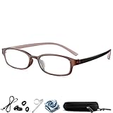 [Zessilo] 老眼鏡 おしゃれ 軽量形状記憶 フレーム ウェリントンフレーム老眼鏡 小型フレーム老眼用メガネ レディース メンズ ブルーライトカット リーディンググラス L602 (ブラウン, 1.5, 倍率)