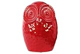 Urban Trends Collection 43000 4 Piece Ceramic Large Gloss Red Round Owl Figurine, 6.75 x 4.75 x 9.00