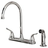 Builders Shoppe 1210CP Two Handle High Arc Kitchen Faucet with Spray, Chrome Finish [並行輸入品]