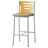 オリバー ダイニング ハイカウンターチェア スチール 布 ナチュラル・シルバー×ベージュ (S・CS-2551・NB・ST+FF-28A)