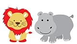 Baby Nursery /子供部屋壁デカール( Monkey、フクロウ、ツリー、etcデザインから選択) Extras レッド LionL2_HippoH1