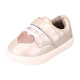 Tortor 1bacha(JP)　ベビーシューズ　女の子　ハート型　キッズシューズ　スニーカー　柔らかい　ファーストシューズ　ガールズ　赤ちゃん　出産祝い　歩行練習　通園　通学　プレゼント　シルバー