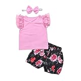 Ochine 子供服 田舎風 ベビー服 女の子 3点セット服 上着＋PPパンツ＋ヘッドセット 春 可愛い満開の花 通学 旅行 0-3歳 70 80 90 100 110