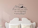 Let Her Sleepのとき彼女はWakes She Will Move Mountains 22 x 16 Nursery Baby書道ステッカーFeng Shui壁デカールアート装飾Motiv