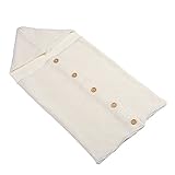 ノーブランド品 ベビー　幼児　ニット　毛布　スワドル　寝袋　ベビーカーラップ キッズ　全４色 - 白