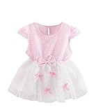 (ビーツリー) Betree ギンガム チェック ワンピース チュール 切替 半袖 ベビー 女の子 (70cm, ピンク)