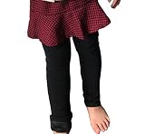 Dent-de-Lion (だんどりおん) 子供服 スカッツ スカート付 レギンス 裏起毛 チェック ヘアゴムセット (１１０, 赤＆黒)