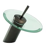 フォンテーヌOil Rubbed Bronze Single Postガラスウォーターフォール浴室蛇口